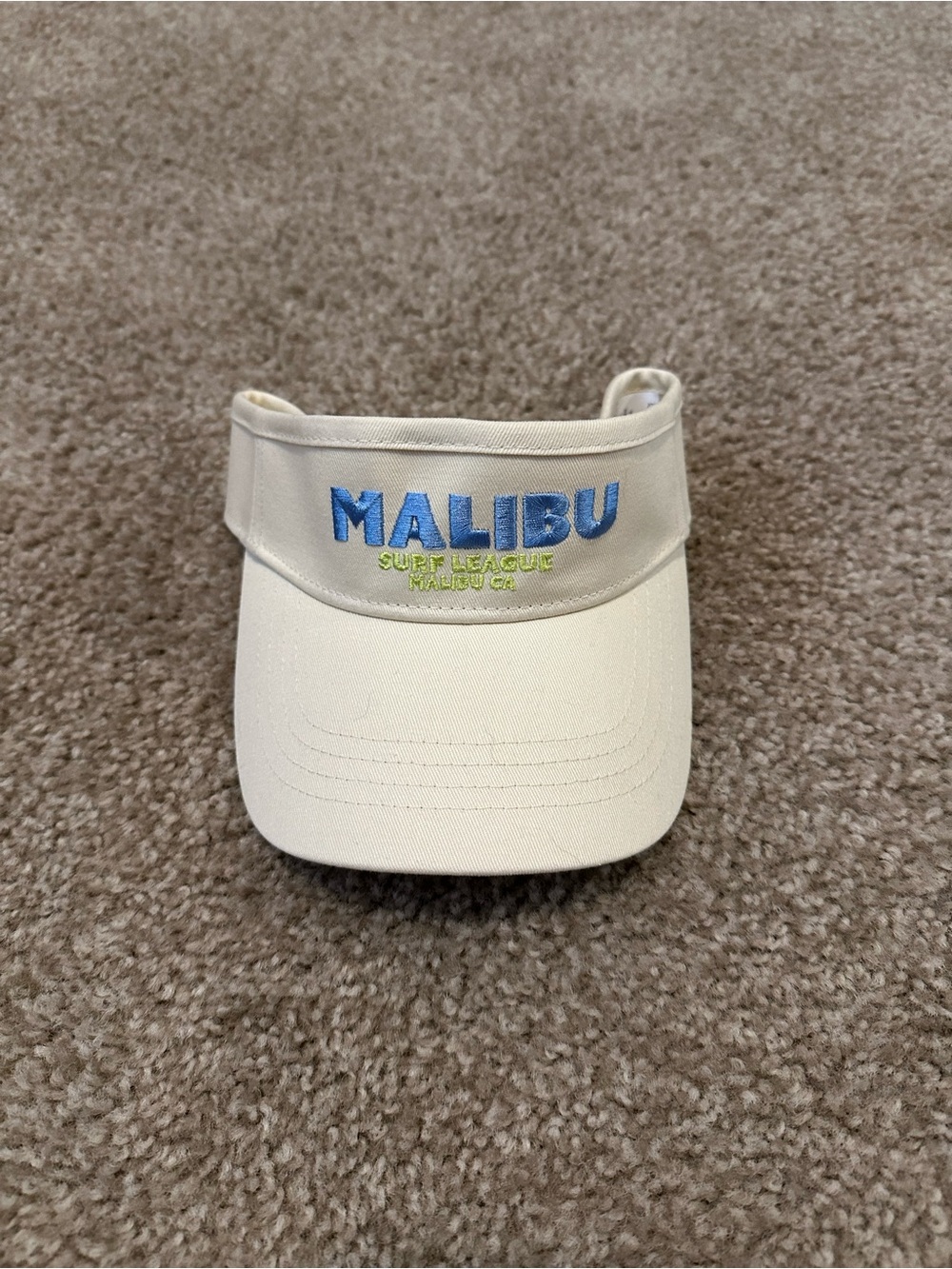 Cream 'Malibu' Embroidered Visor with Blue and Lime Accents